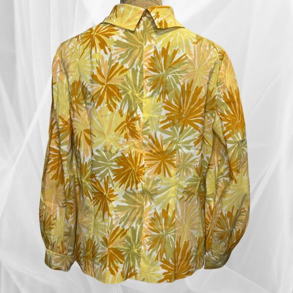 70s Retro/Vintage Floral Blouse - M/L - Yellow and Orange - Picture 4 of 9